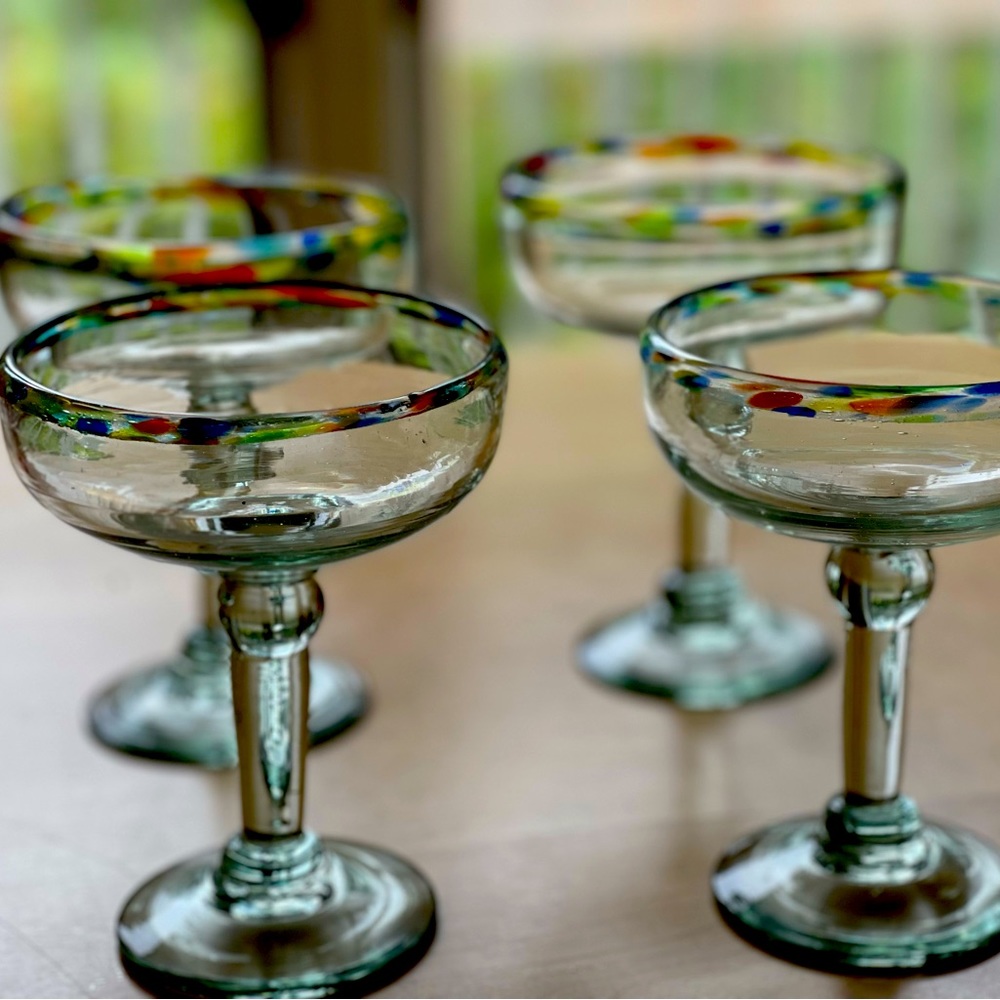 Beautiful blown glass margarita glasses